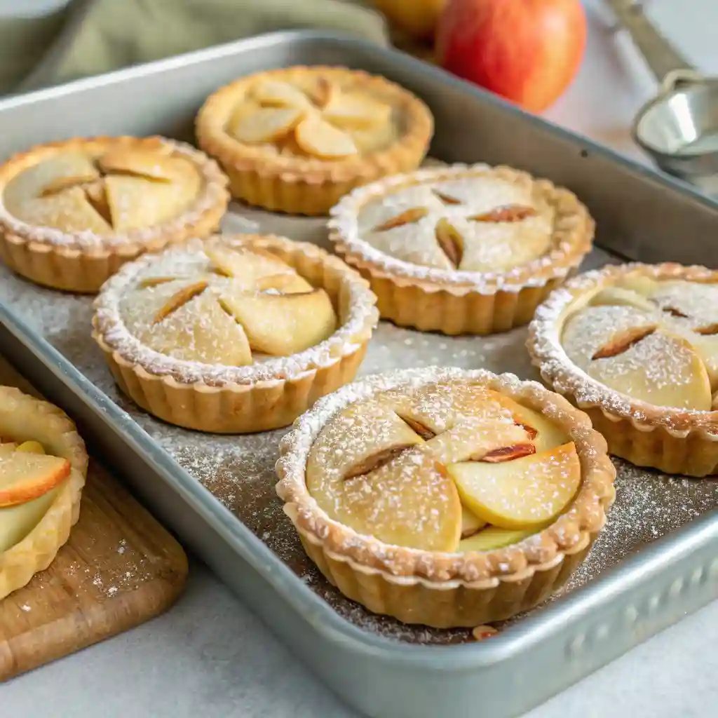 A tray of mini apple pies.