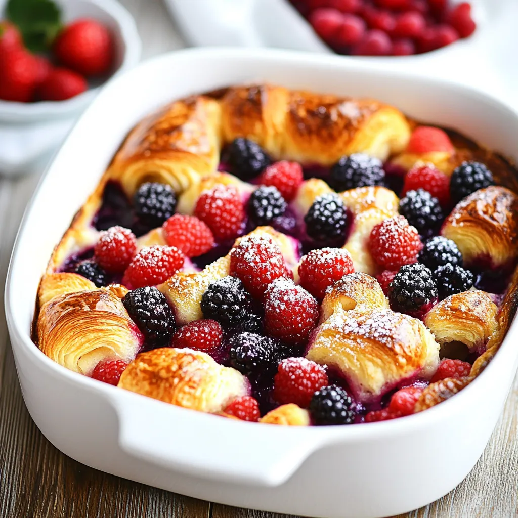 A croissant filled with berries and cream.