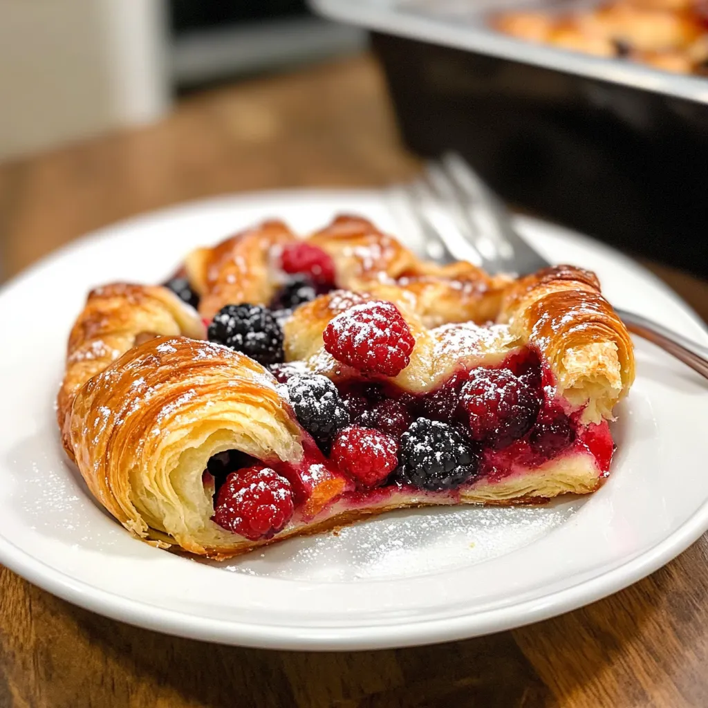 A croissant with berries on top.