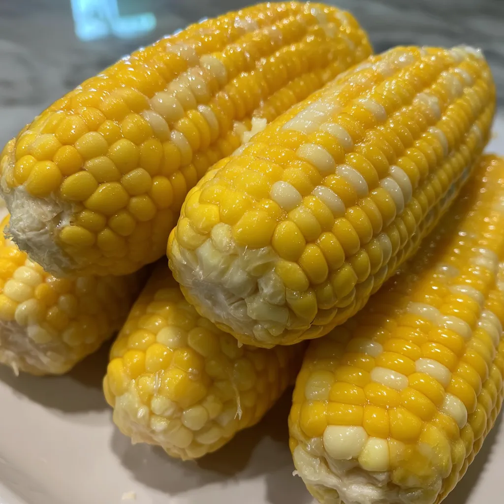 A plate of corn on the cob.