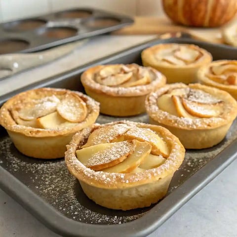 A tray of mini apple pies.