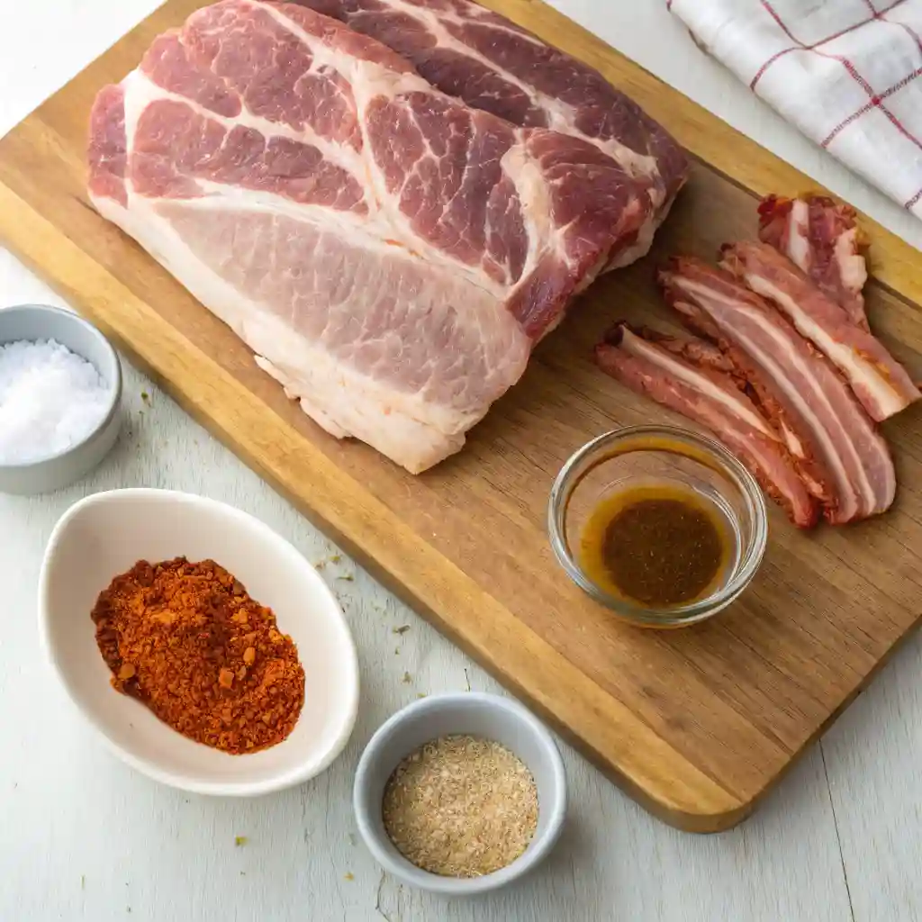 A pile of meat on a cutting board.
