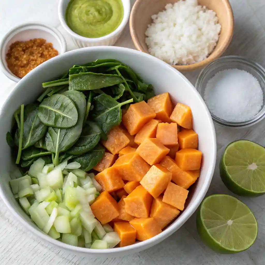 A bowl of food with a spoon in it.