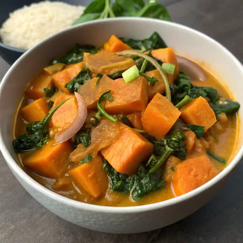 A bowl of sweet potato curry.