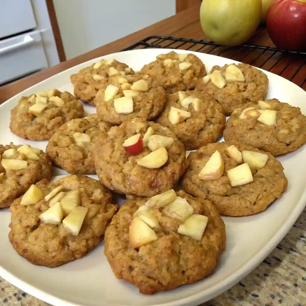 A plate of apple oatmeal cookies.