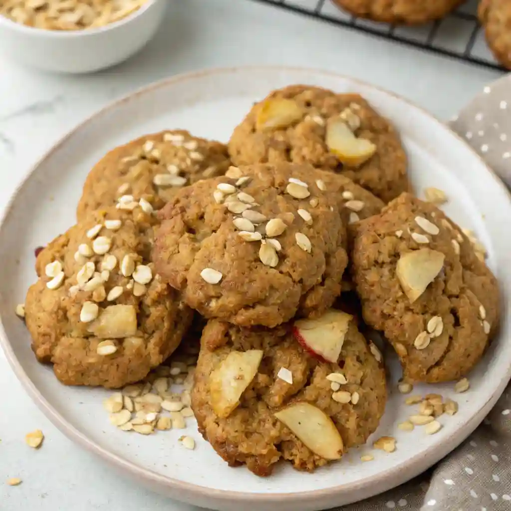 A plate of apple oatmeal cookies.