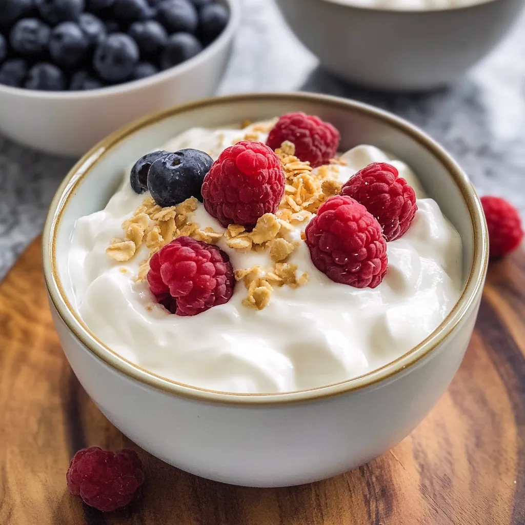 A bowl of yogurt with berries on top.