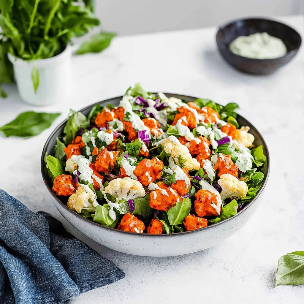 A bowl of buffalo cauliflower salad.