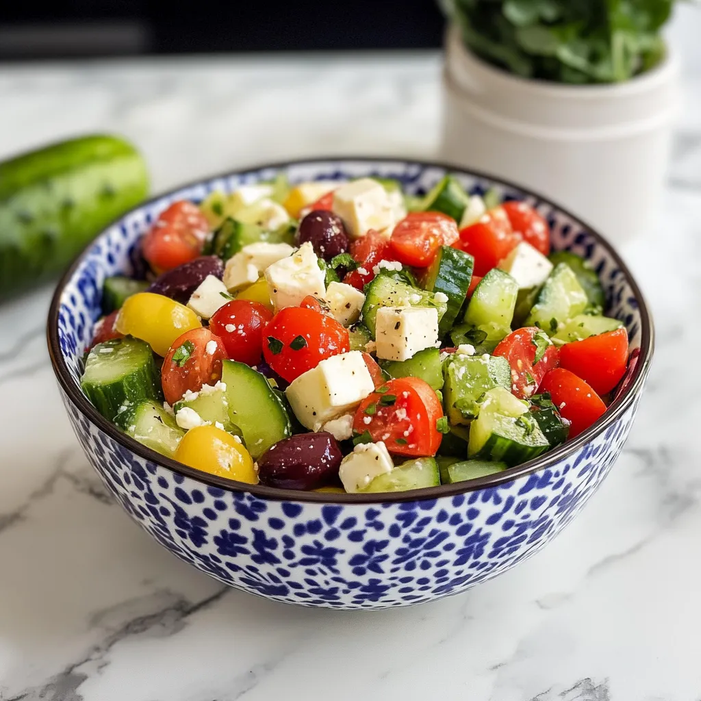 A bowl of Greek Cucumber Salad.