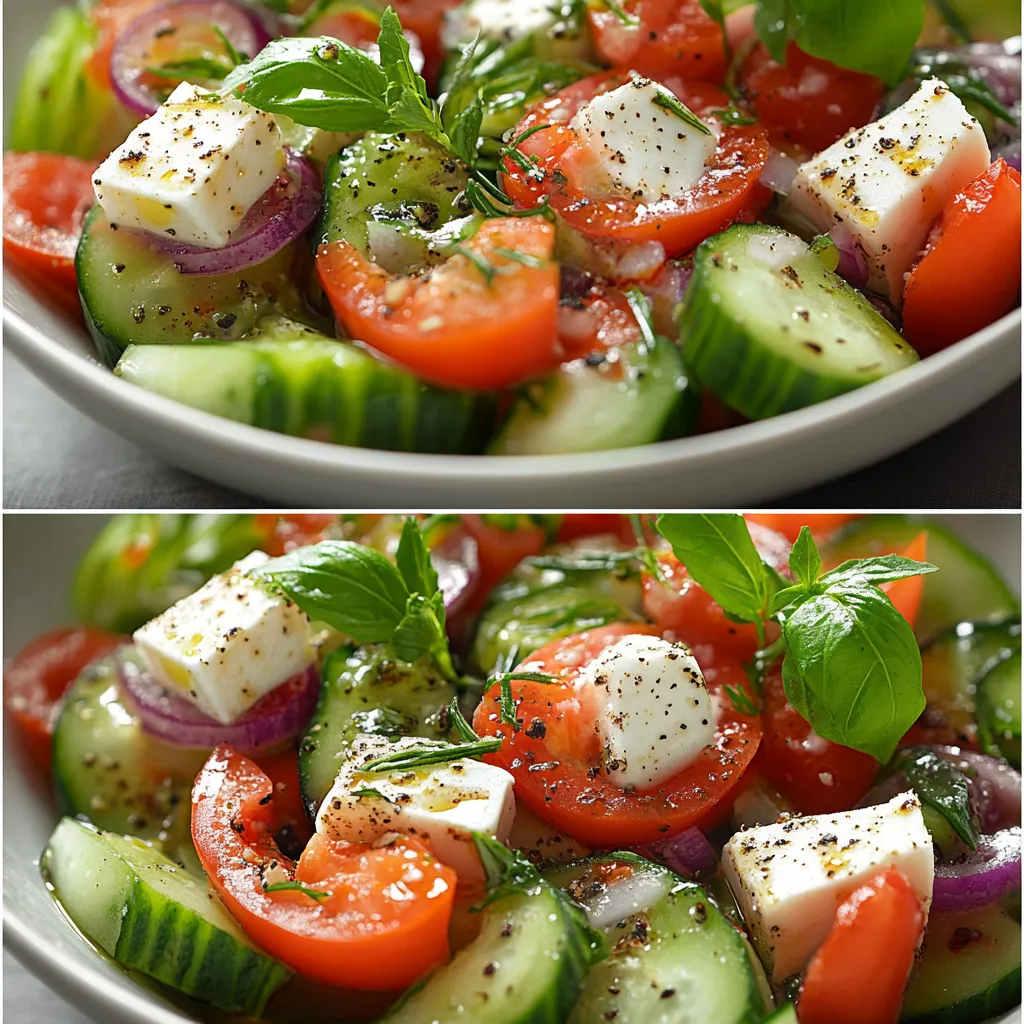A bowl of Greek Cucumber Salad.