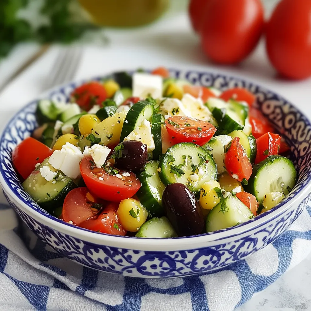 A bowl of Greek Cucumber Salad.