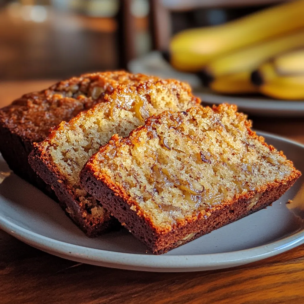 A slice of banana bread on a plate.