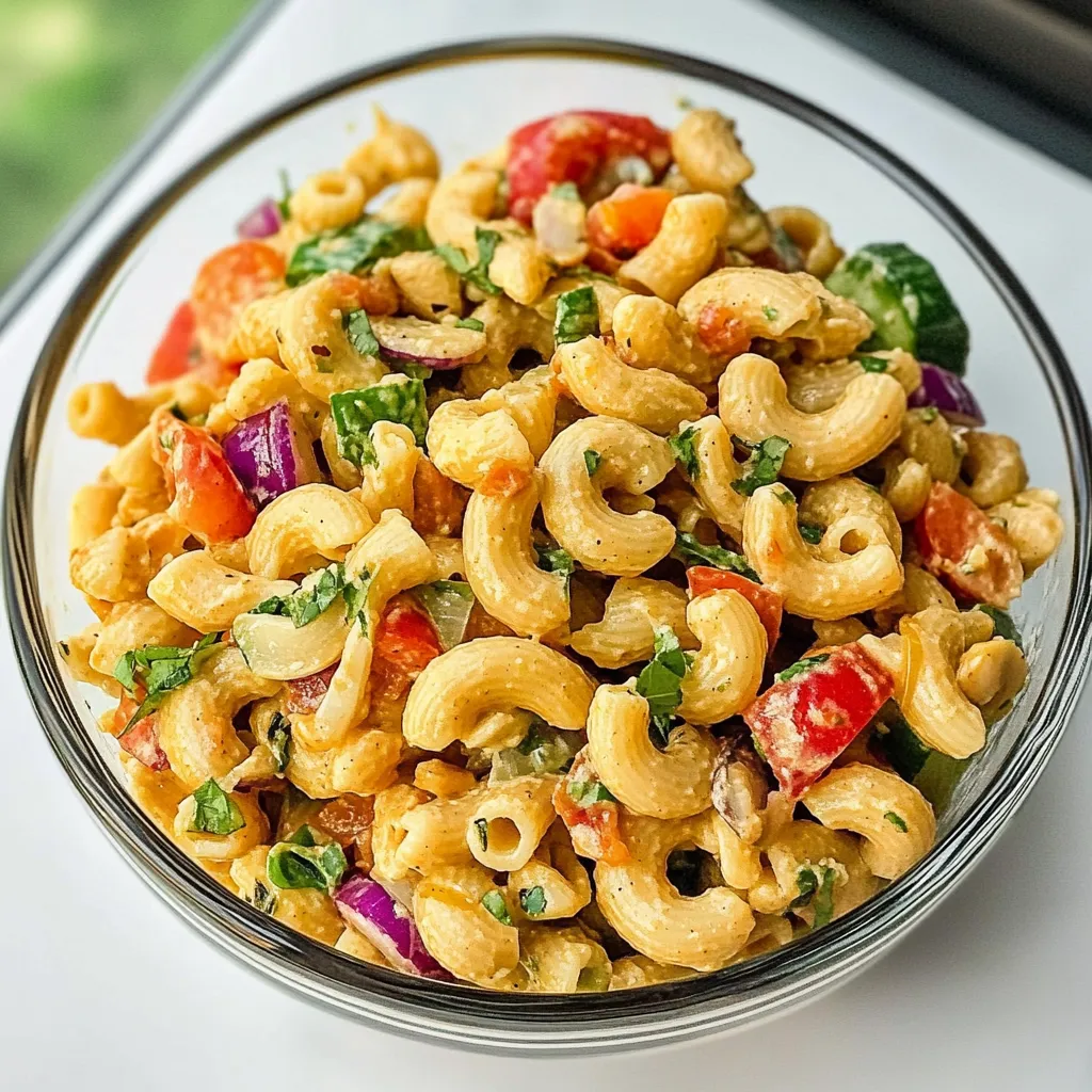 A bowl of spicy cashew pasta salad.