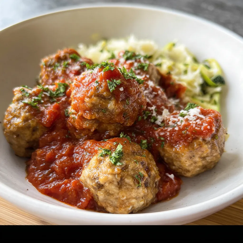A plate of meatballs with sauce.