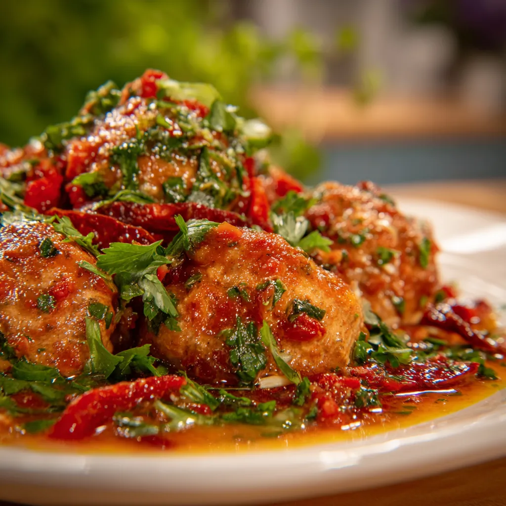 A plate of slow cooker turkey meatballs.