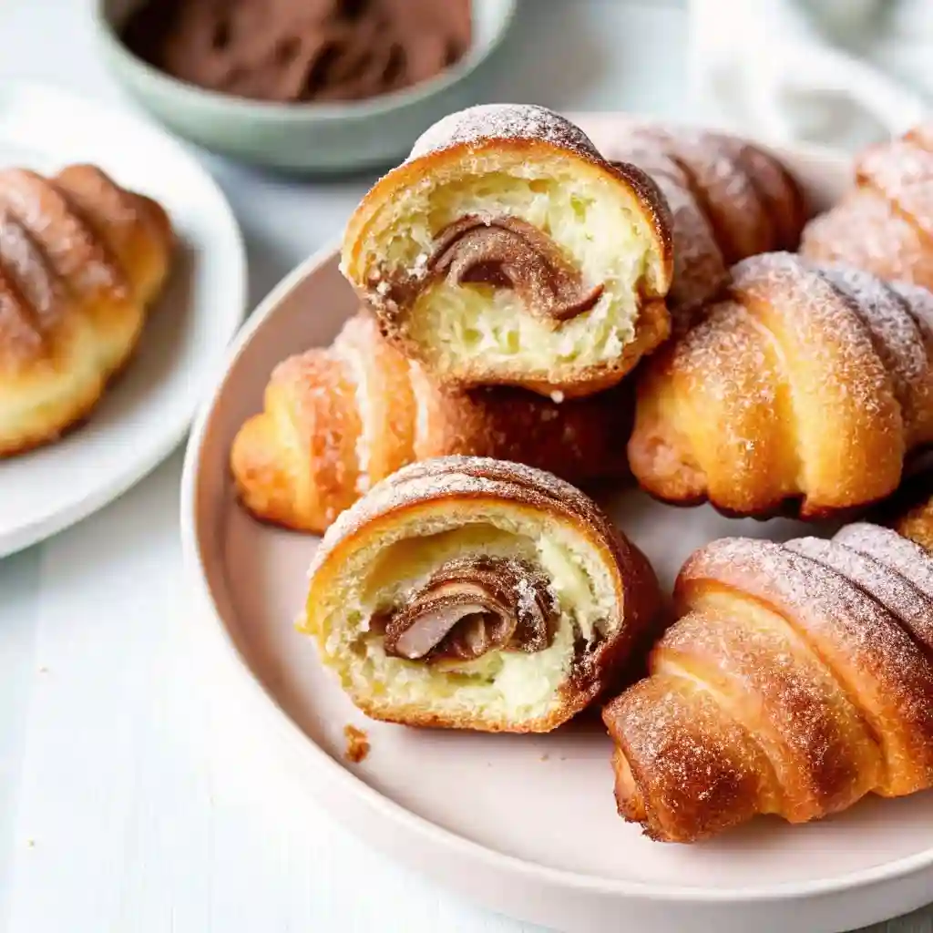A plate of fried croissant beignets.