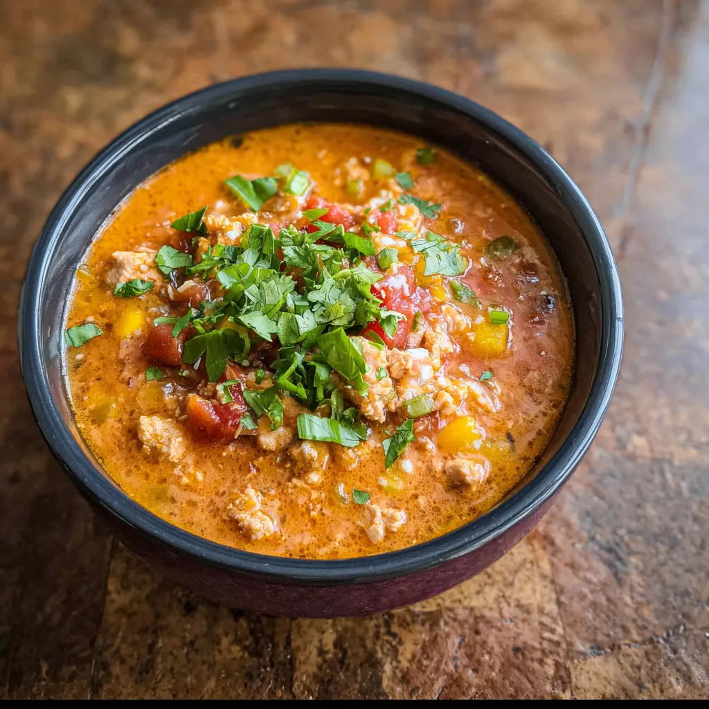 A bowl of slow cooker buffalo chicken chili.