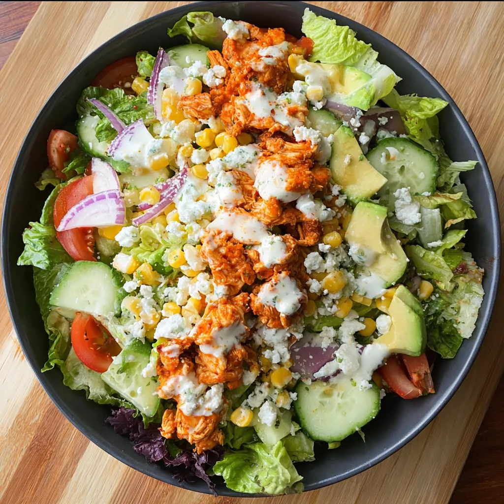A bowl of buffalo chicken salad.