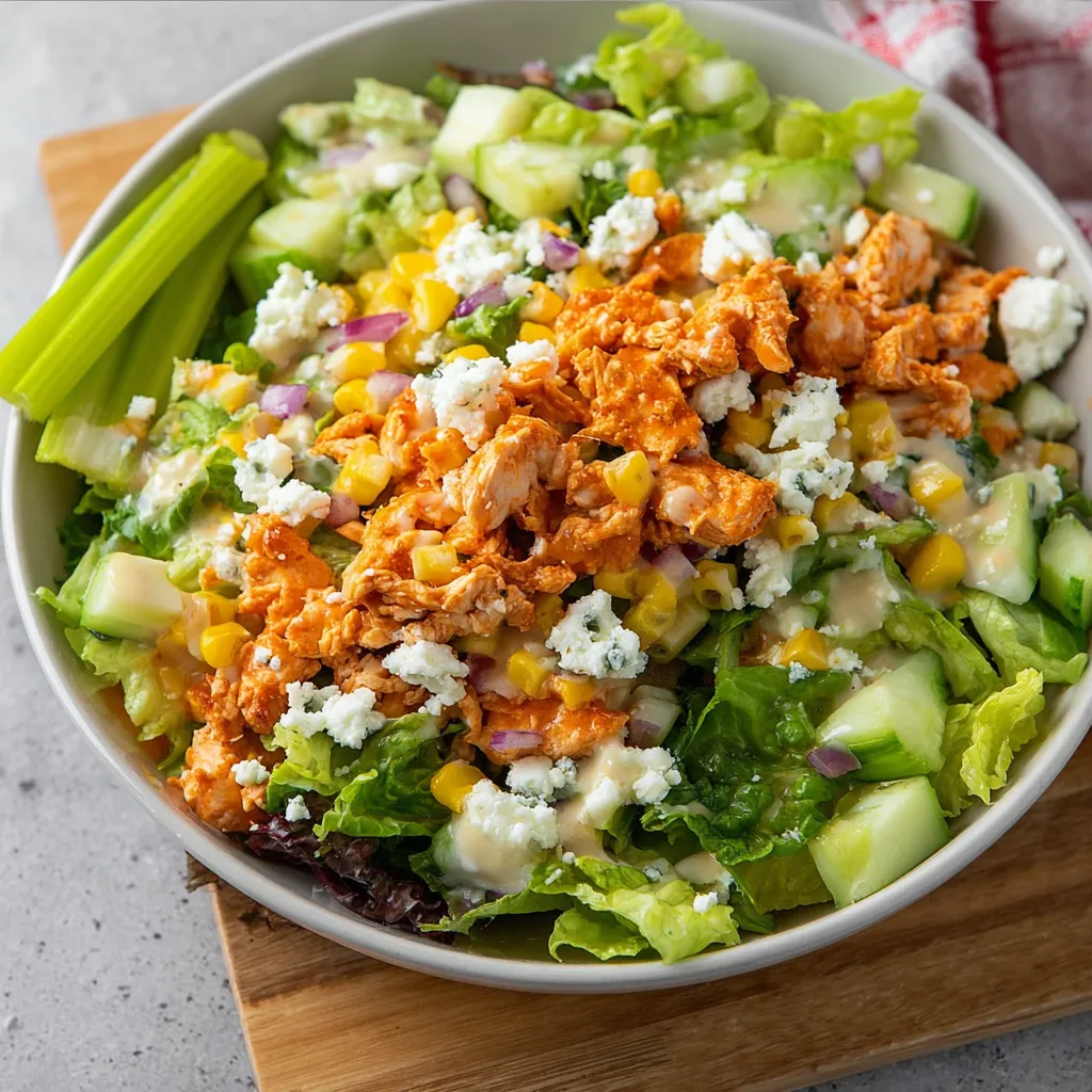 A bowl of buffalo chicken salad.