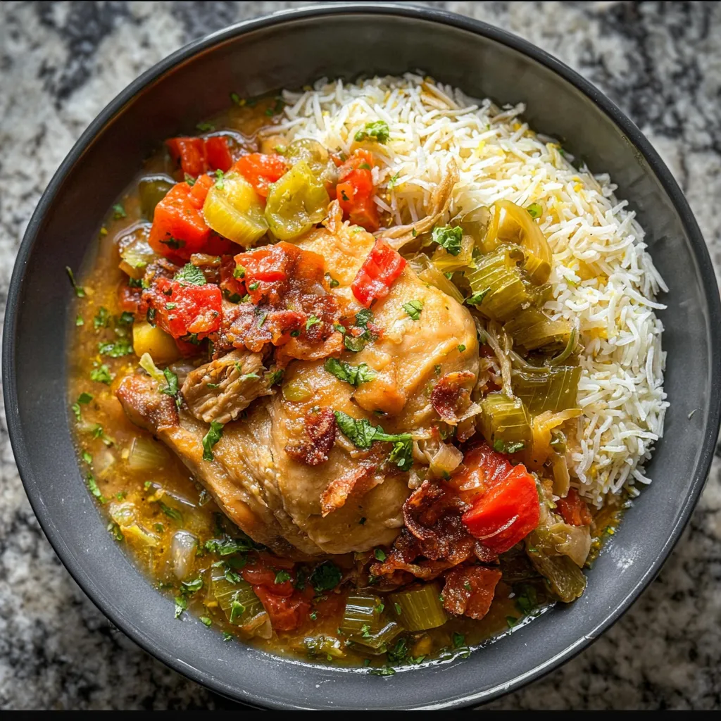 A bowl of slow cooker beer braised chicken.