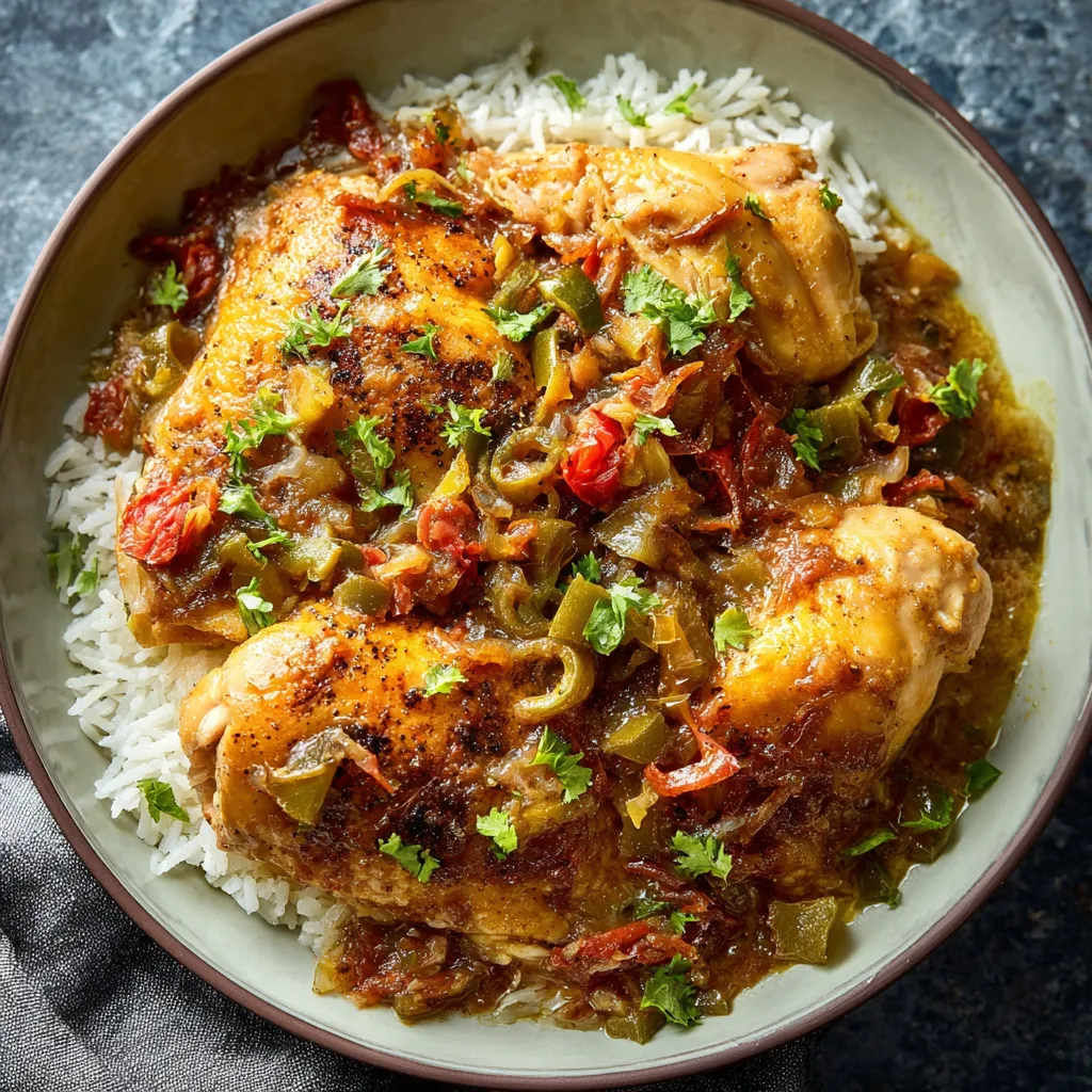 A plate of slow cooker beer braised chicken.