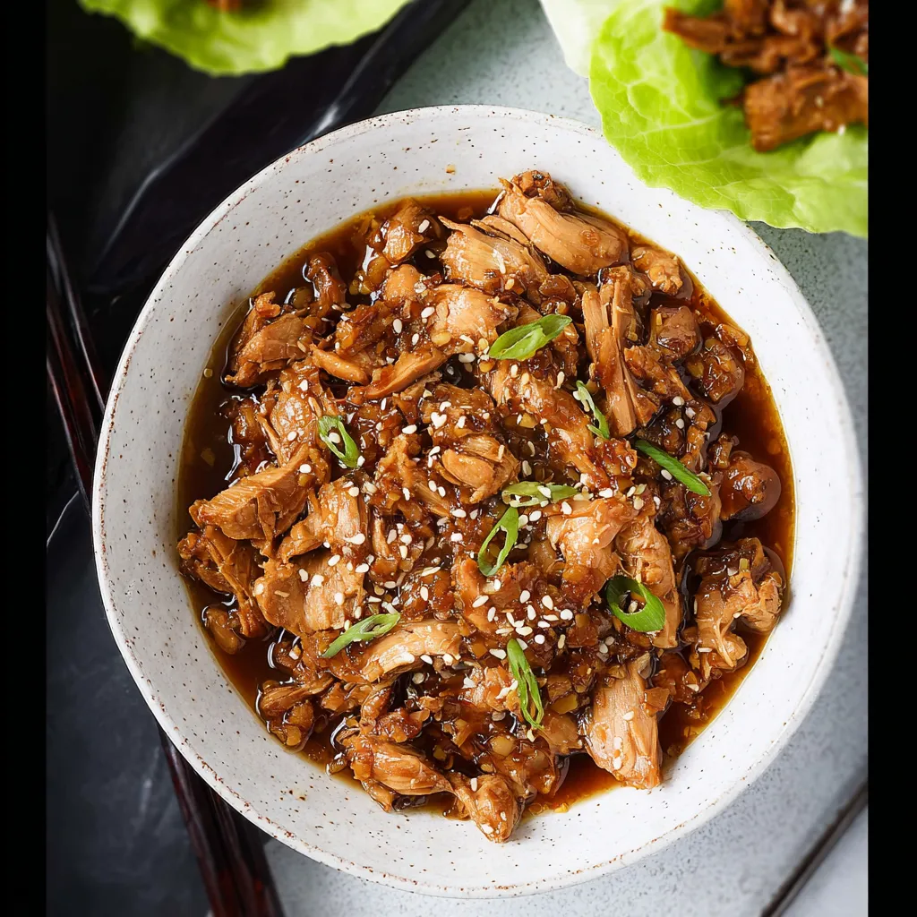 A bowl of slow cooker honey garlic chicken.
