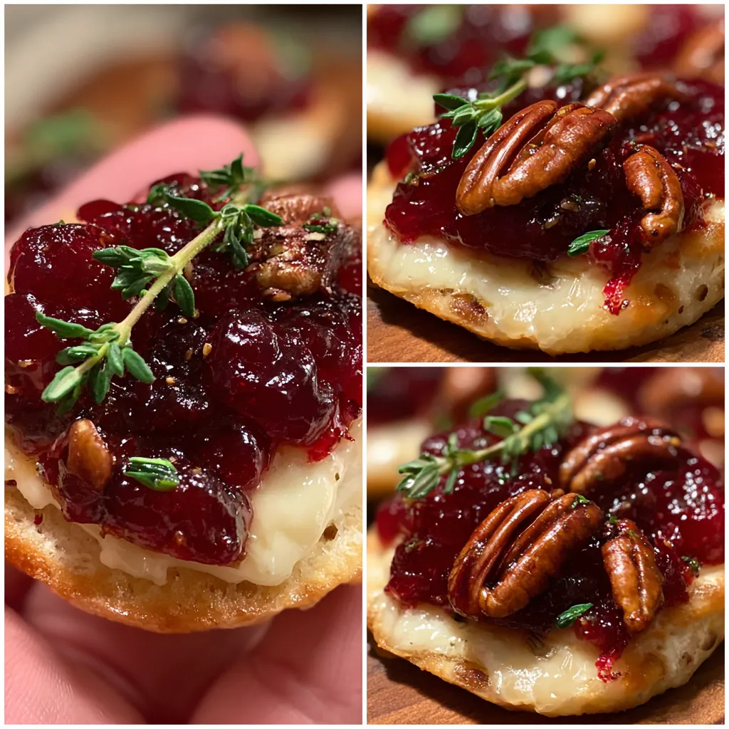 A close up of a cranberry pecan brie bite.