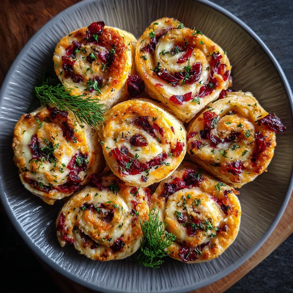 A plate of cranberry brie pinwheels.