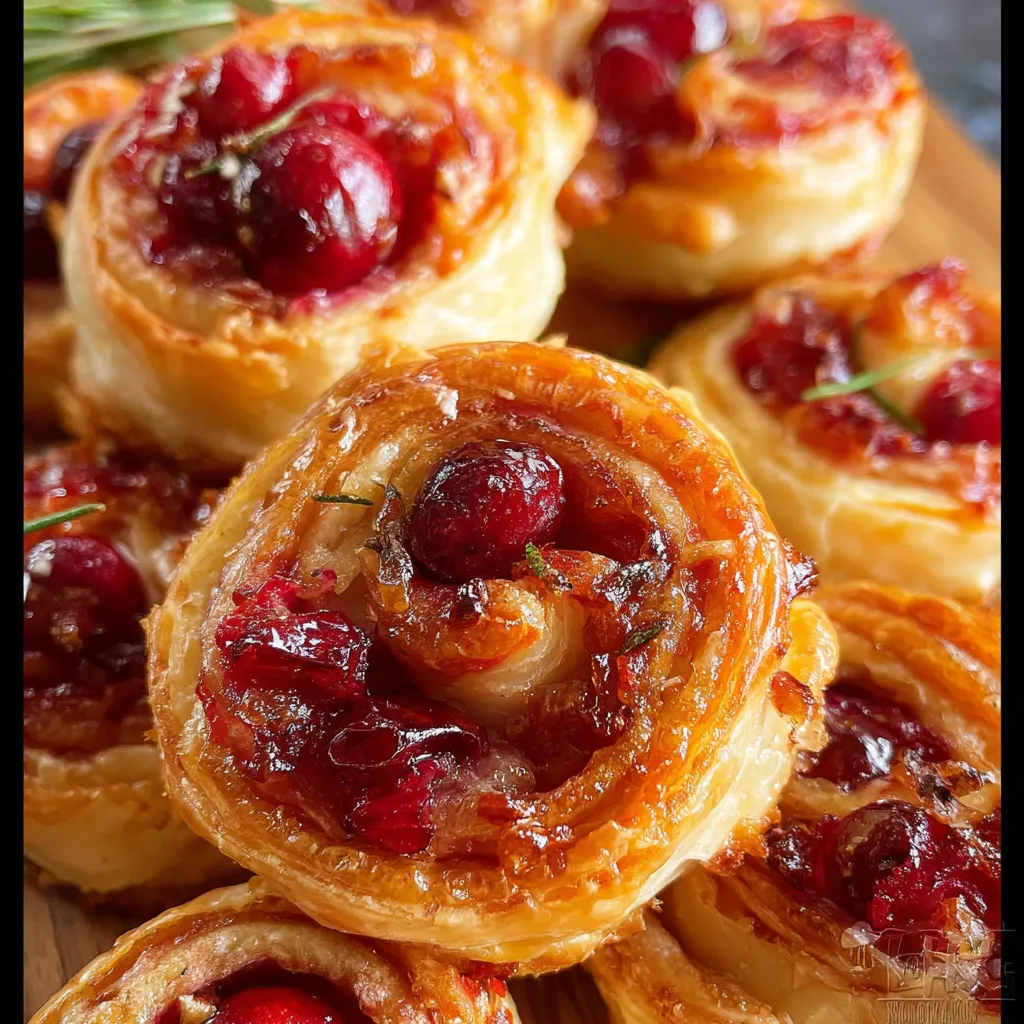 A plate of cranberry brie pinwheels.