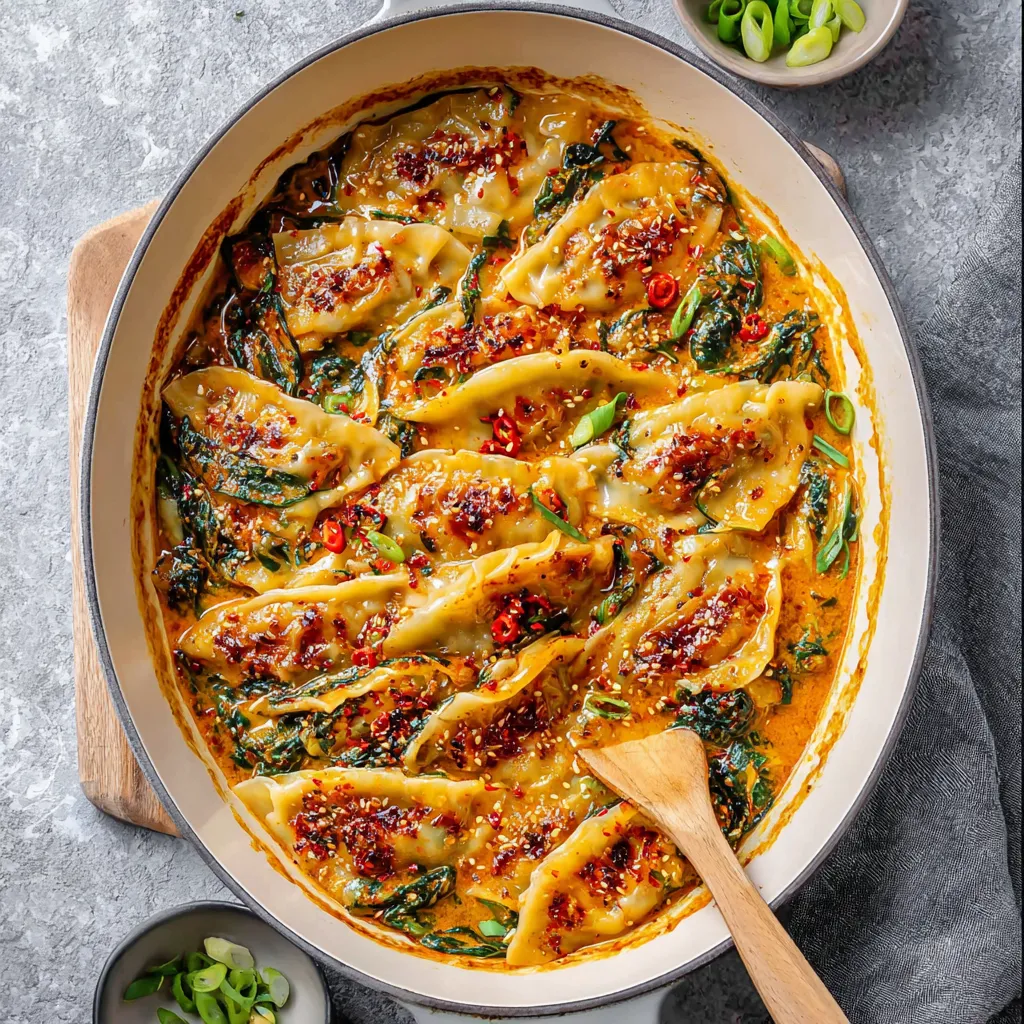 A pan of food with a wooden spoon in it.