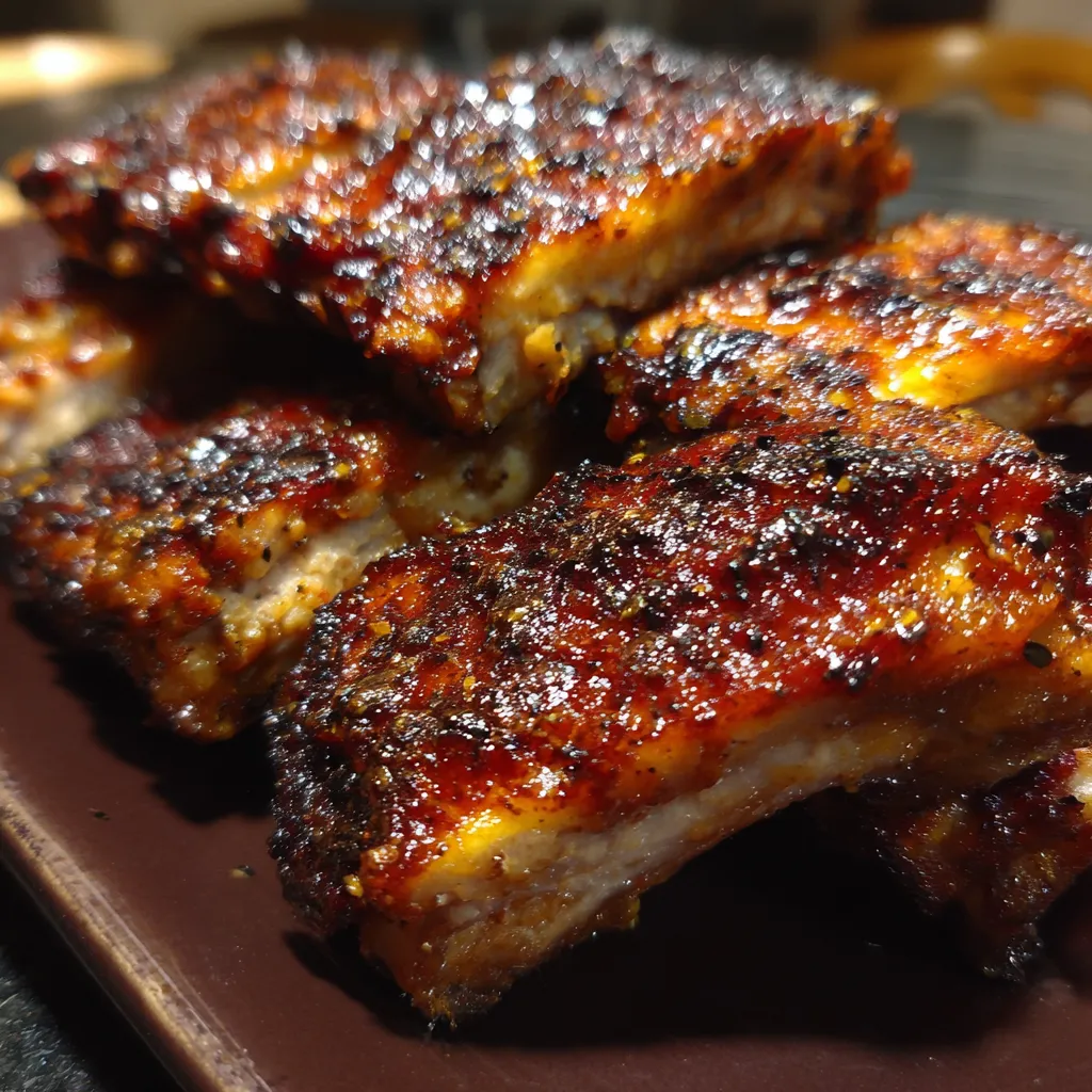 A plate of St Louis Style Party Ribs.