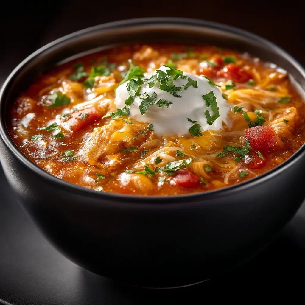 A bowl of chili with a dollop of sour cream on top.