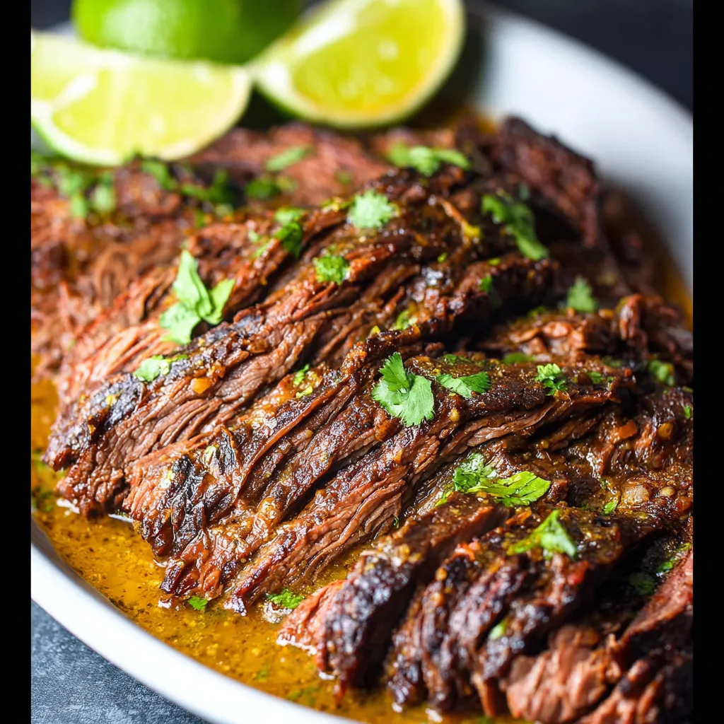 A plate of slow cooker carne asada.