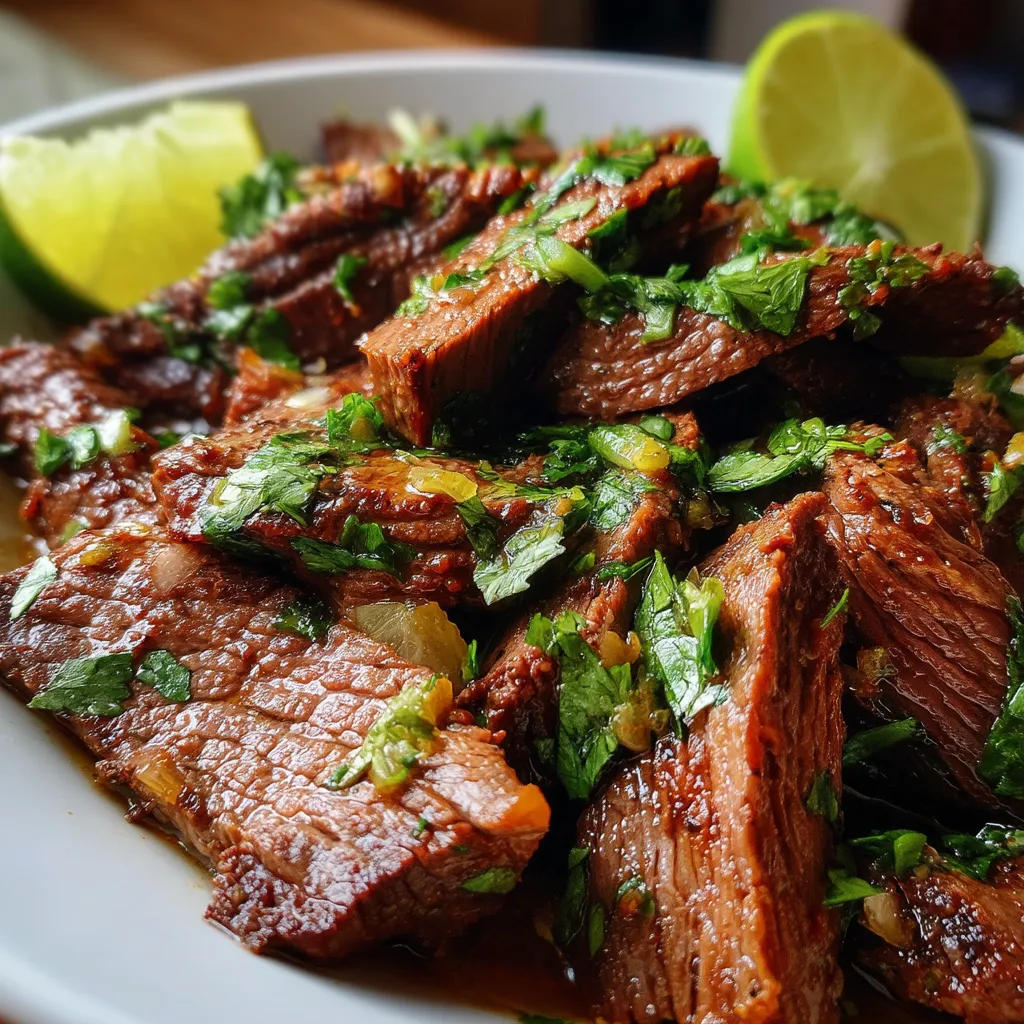 A plate of slow cooker carne asada.