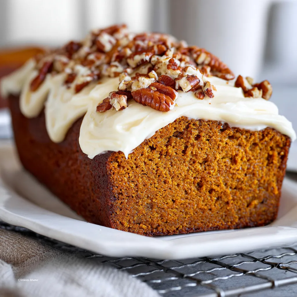 A loaf of bread with a cream cheese frosting.