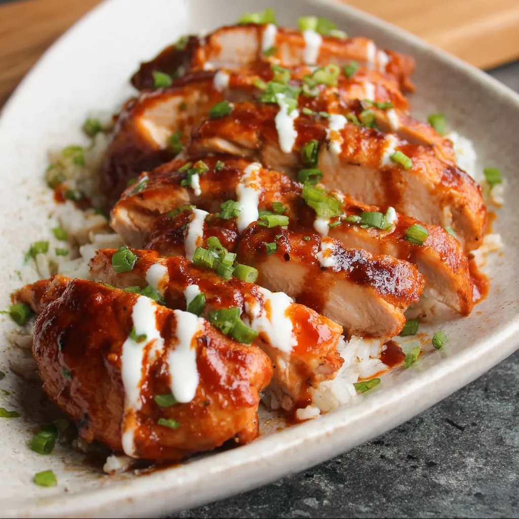 A plate of honey sriracha chicken.