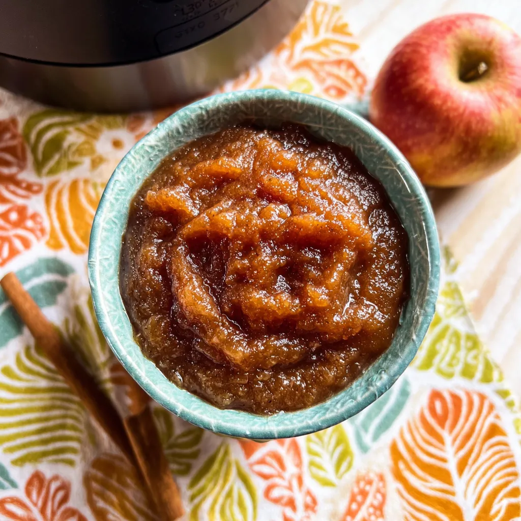 A bowl of apple butter on a table.