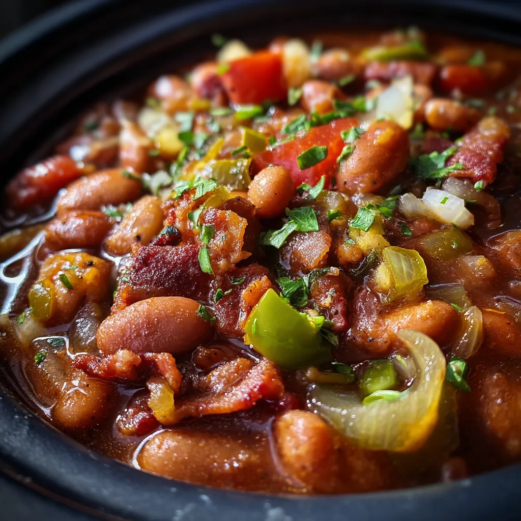 A bowl of charro beans with green onions.