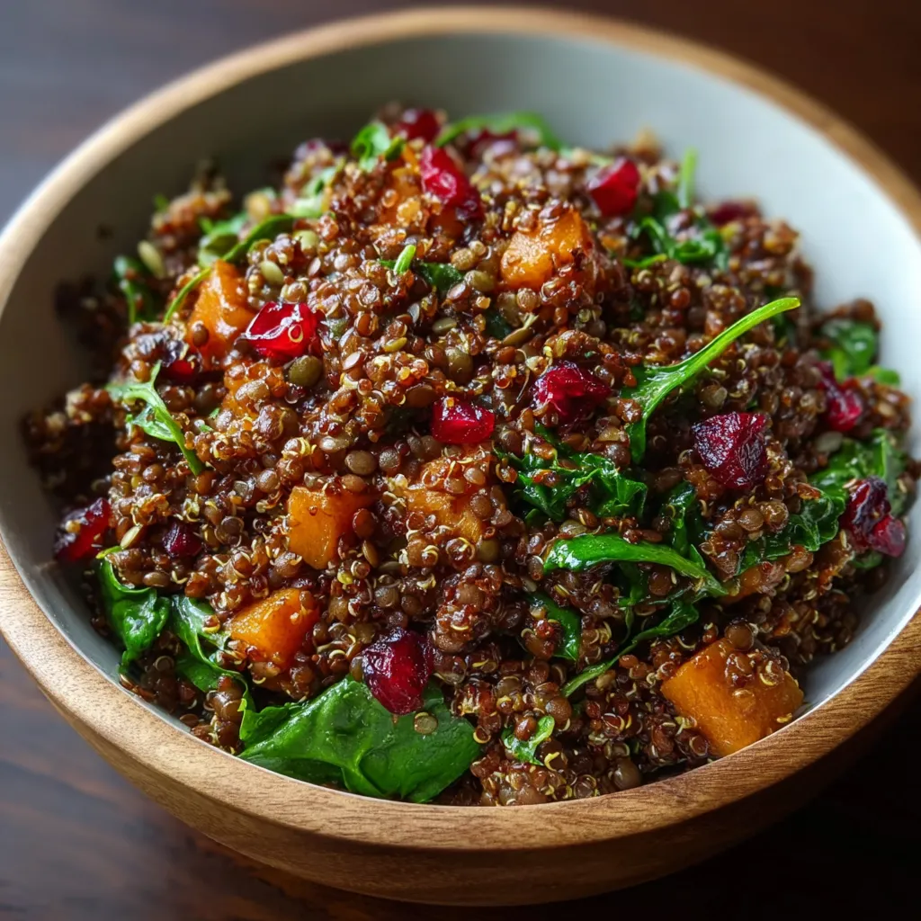 A bowl of food with a green leaf on top.