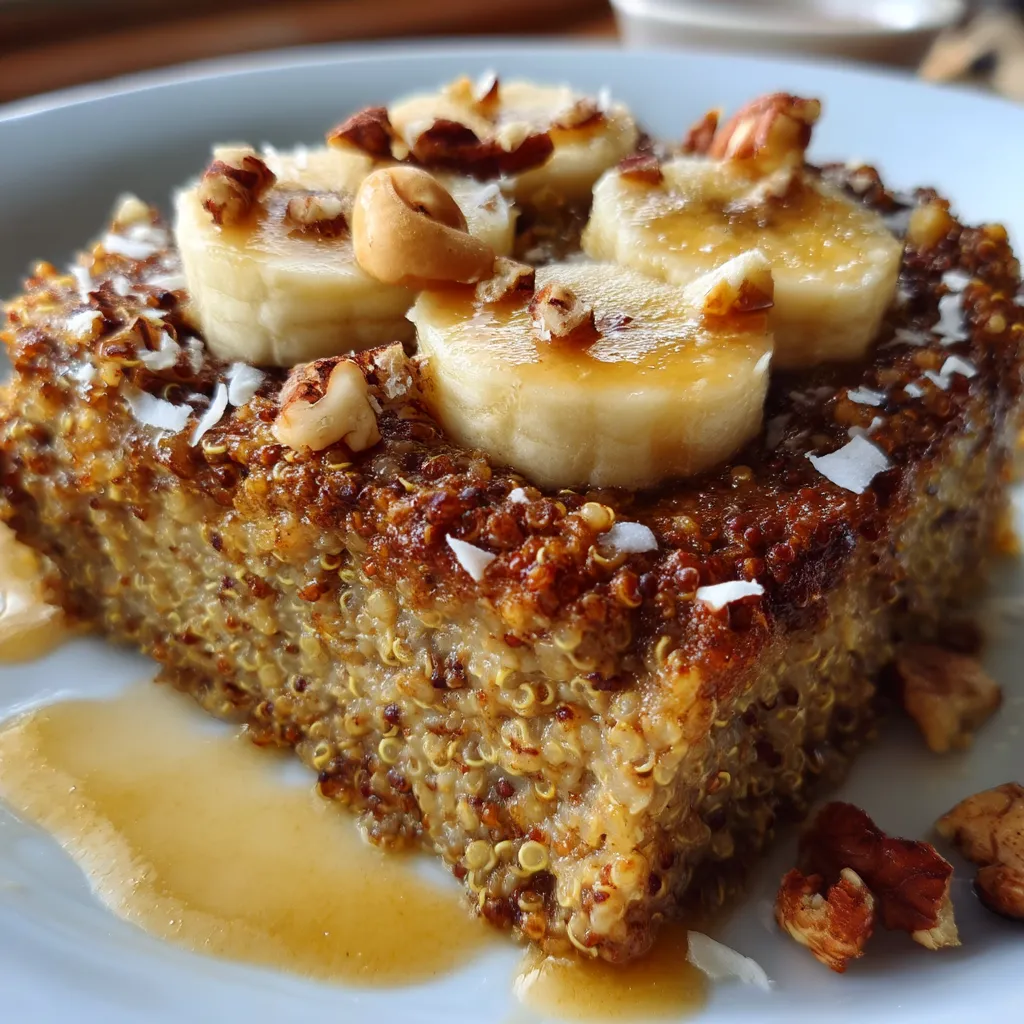 A breakfast dish made with cinnamon quinoa and bananas.