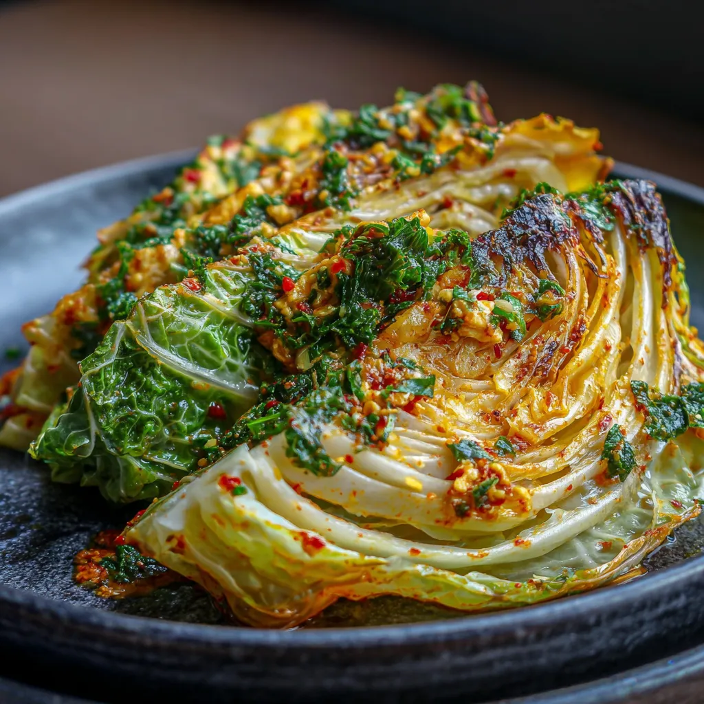 Charred cabbage with ssamjang butter.