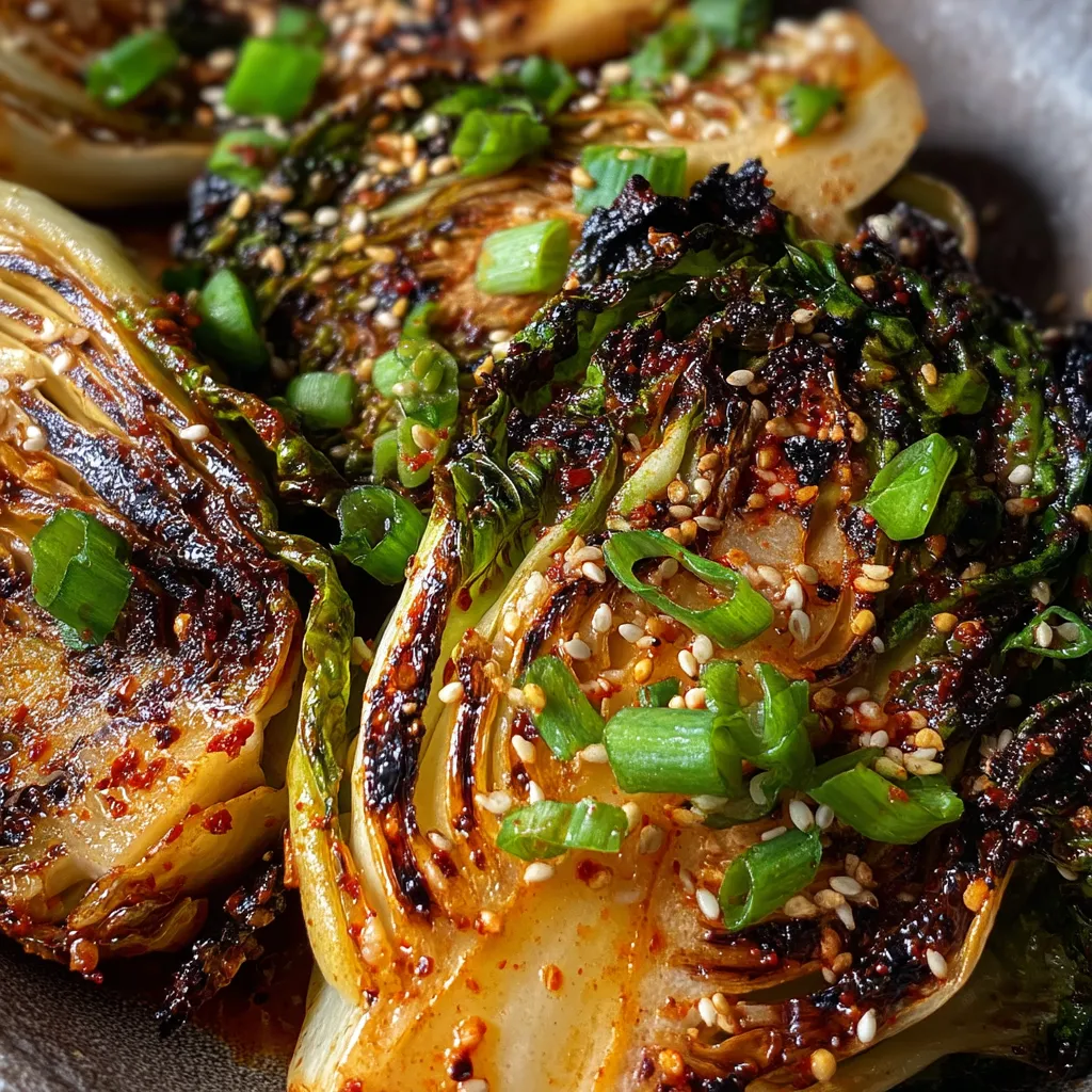 Charred cabbage with sesame seeds.