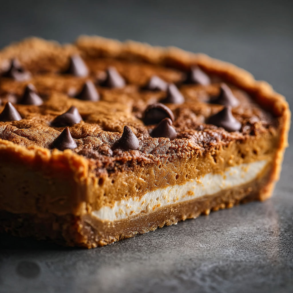 A slice of pumpkin cookie pie.