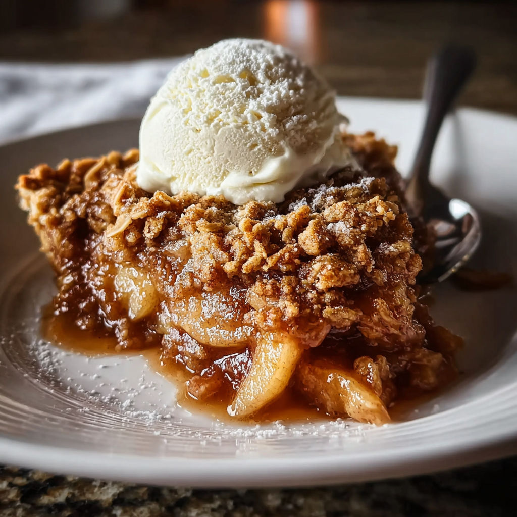A slice of pie with a scoop of ice cream on top.