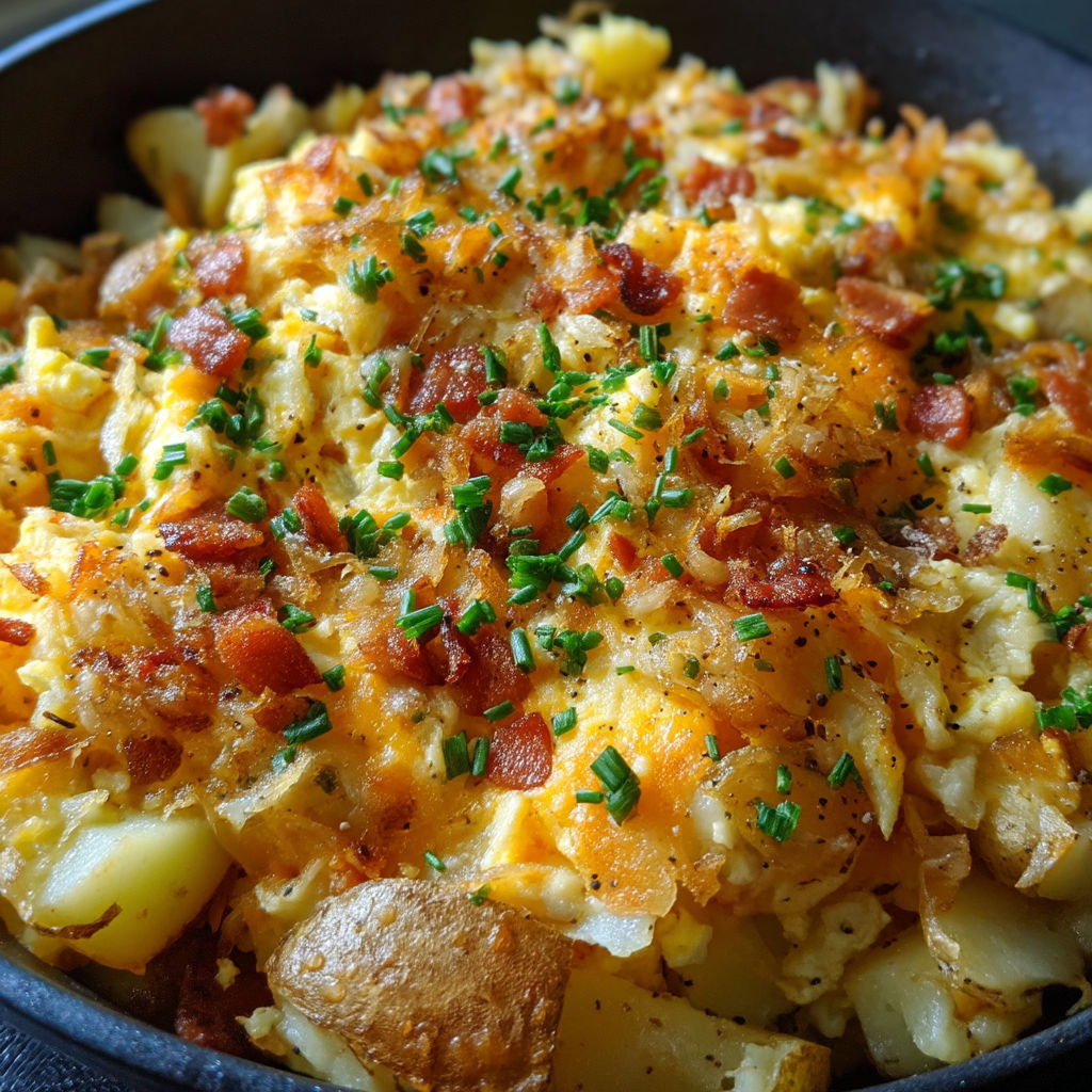 A close up of a dish with a variety of foods.