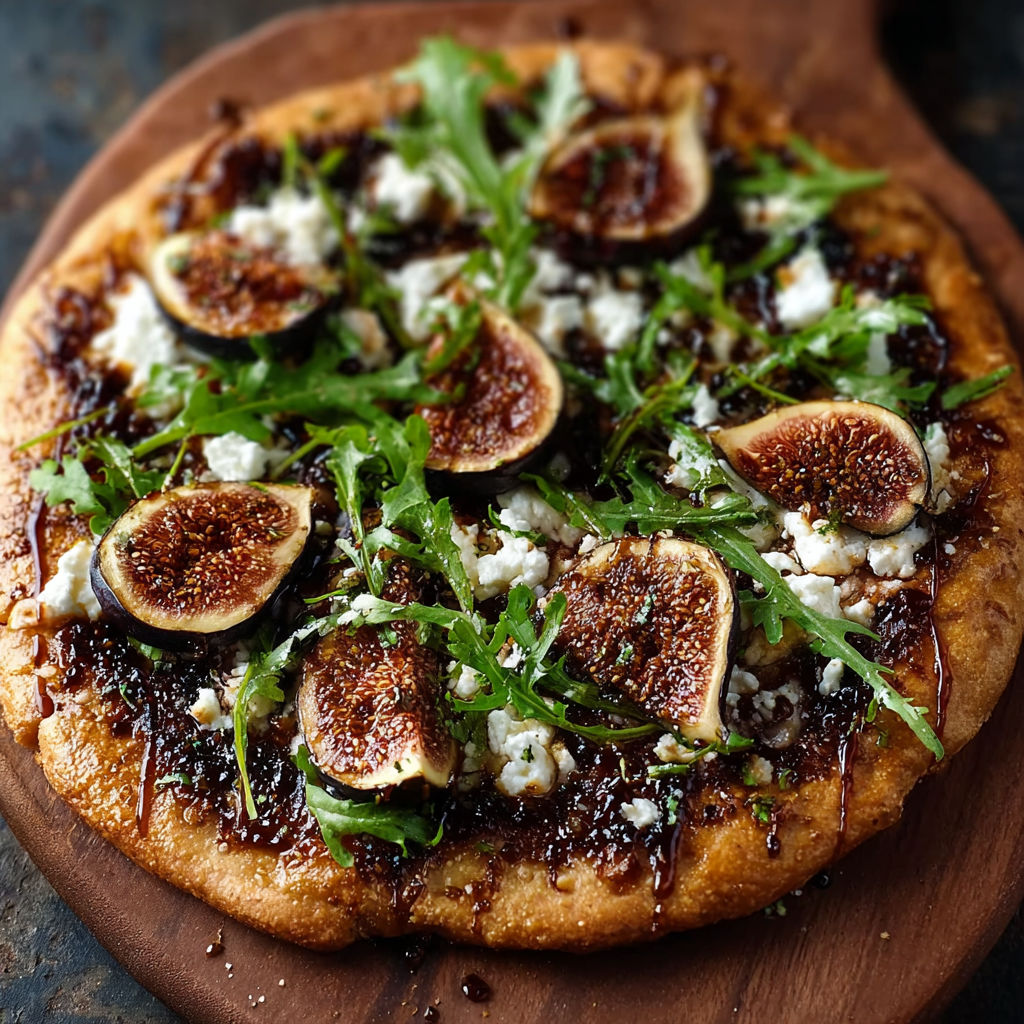 A pizza with fruits and vegetables on top.