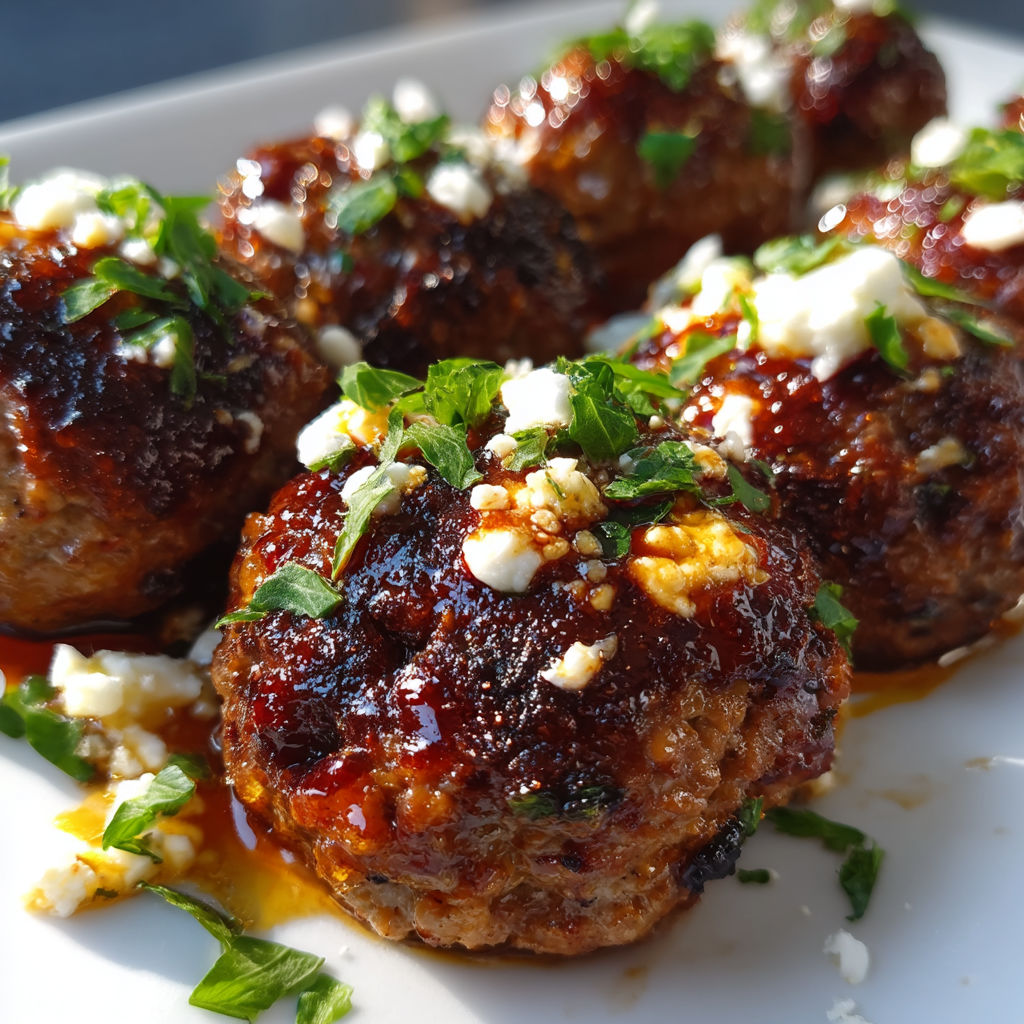 A plate of BBQ meatballs with sauce.