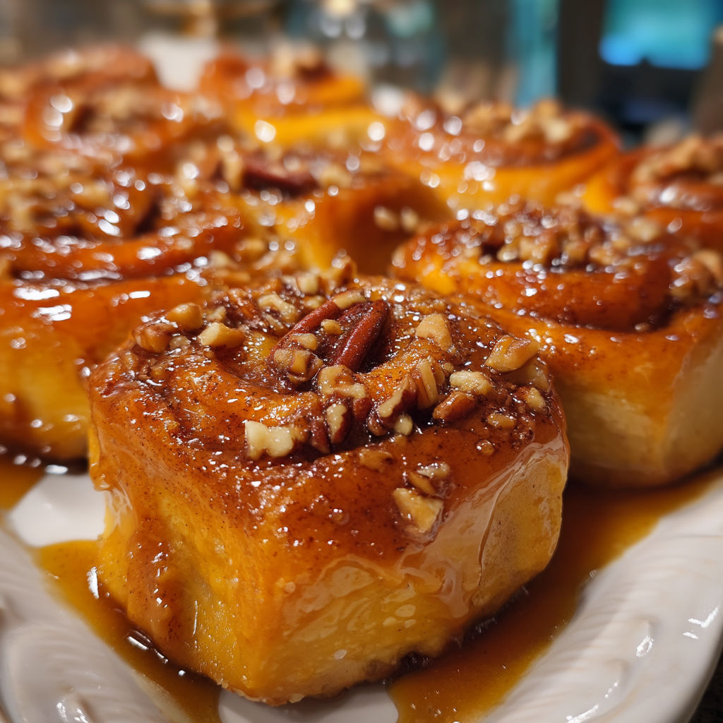 A plate of pumpkin sticky buns.