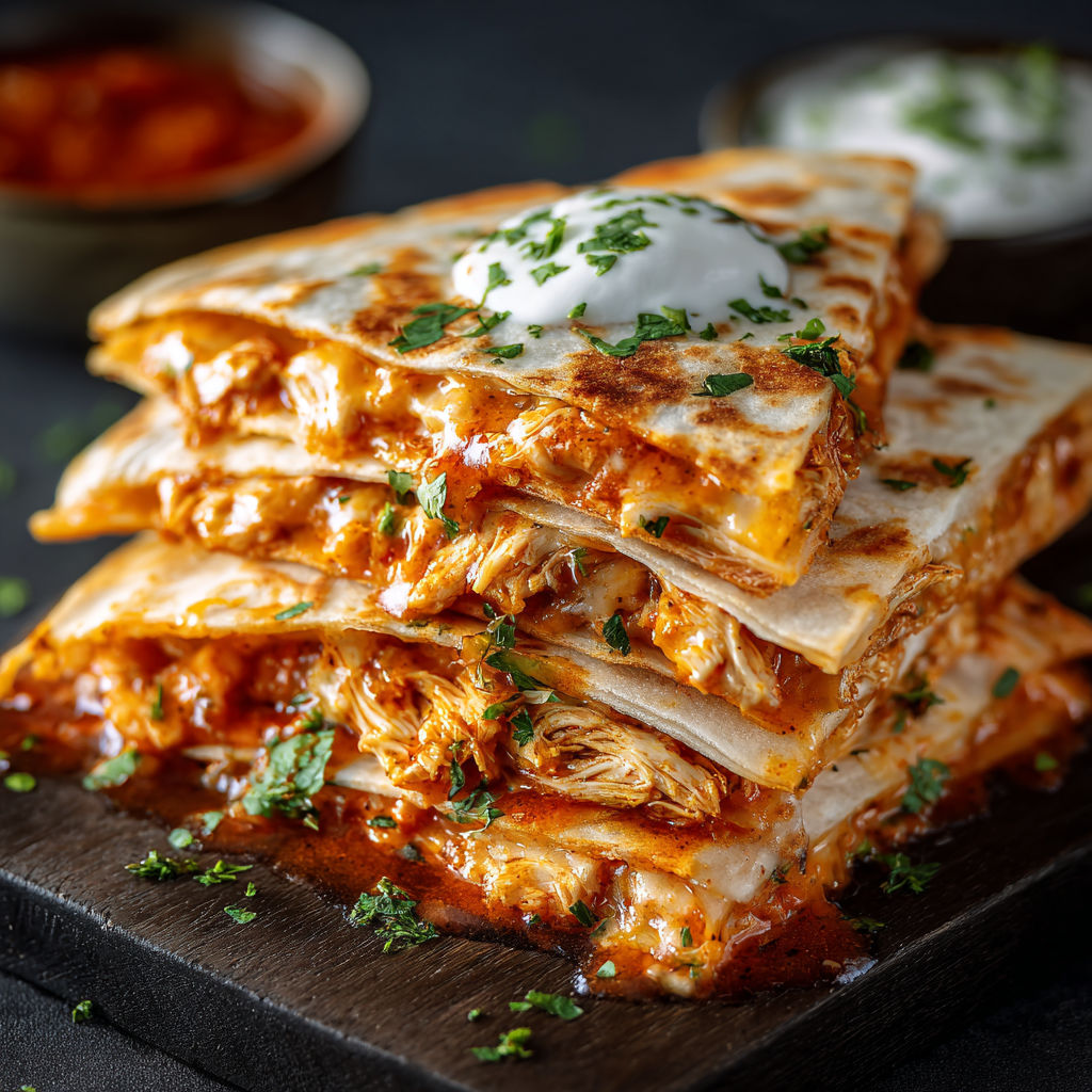 A stack of chicken enchiladas on a plate.