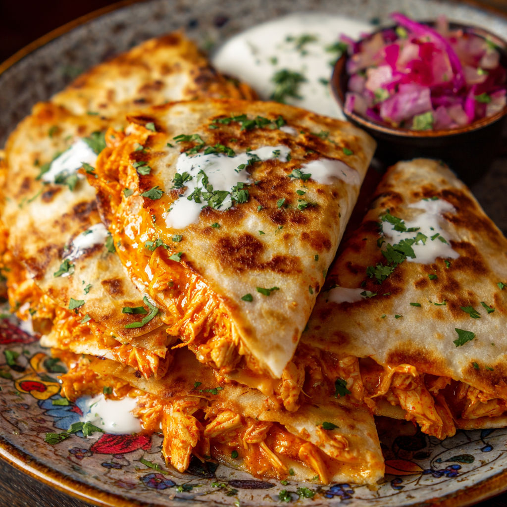 A plate of food with a bowl of sauce.